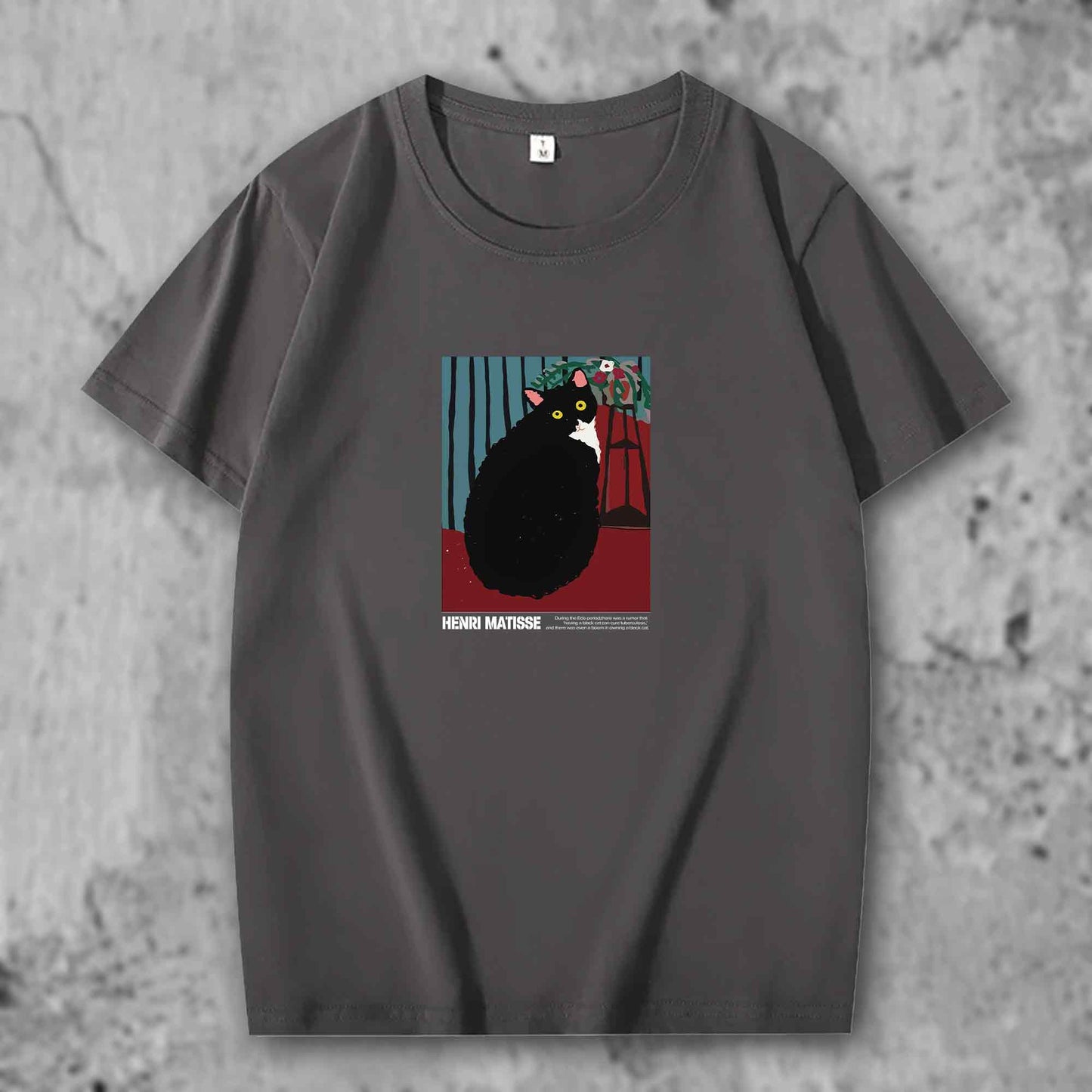 マティスの猫がプリントされたTシャツのグレー