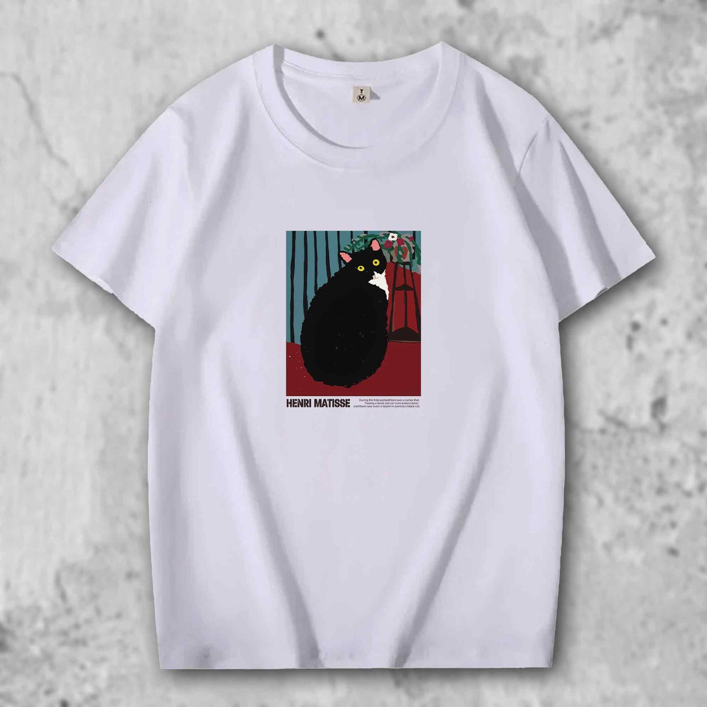 マティスの猫がプリントされたTシャツの白