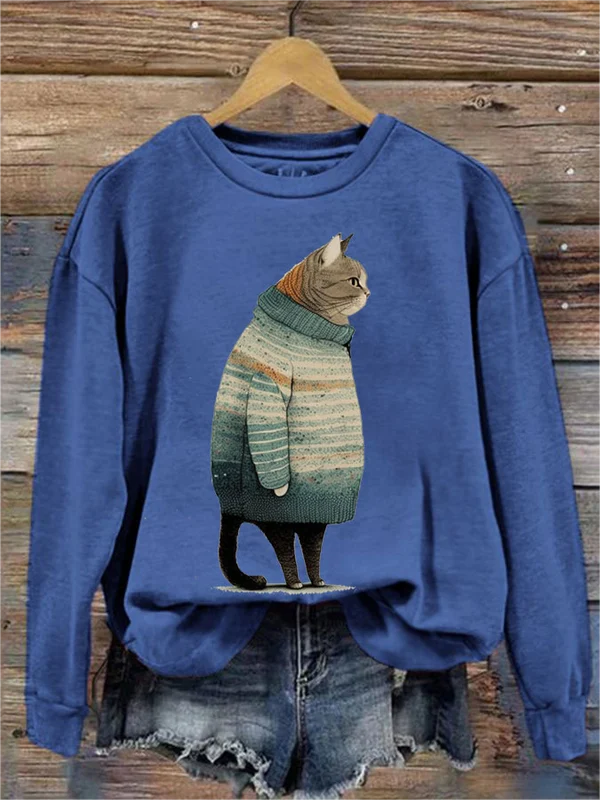 かわいい猫 ネコグッズ 猫Tシャツ 猫雑貨 猫パーカー 専門店 セーターを着た猫