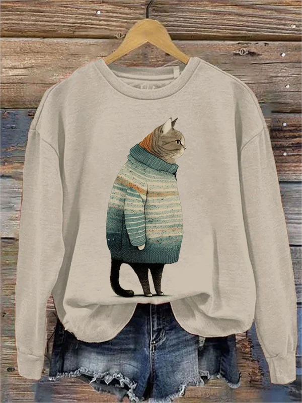 かわいい猫 ネコグッズ 猫Tシャツ 猫雑貨 猫パーカー 専門店 セーターを着た猫
