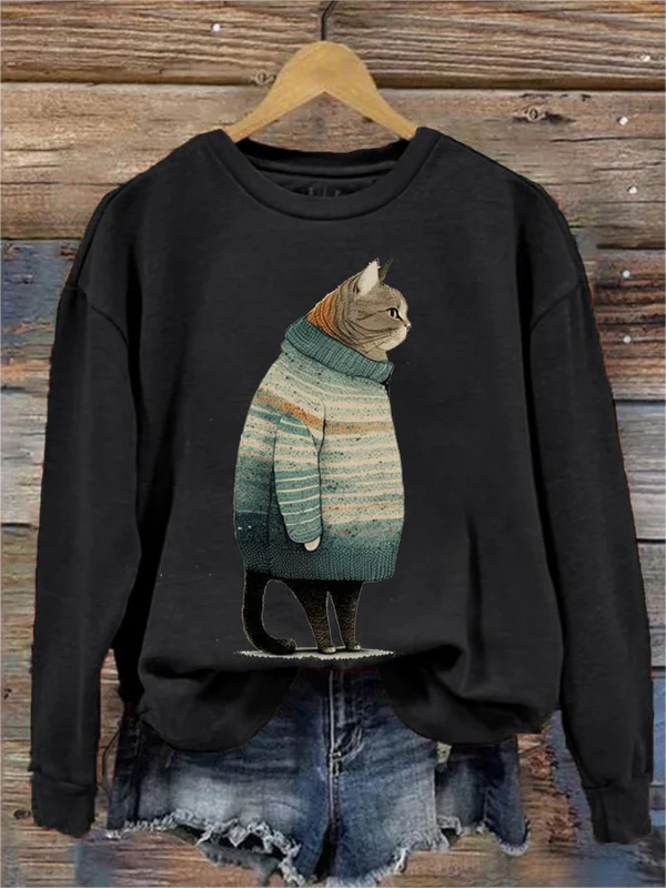 かわいい猫 ネコグッズ 猫Tシャツ 猫雑貨 猫パーカー 専門店 セーターを着た猫