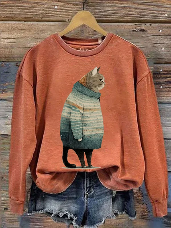 かわいい猫 ネコグッズ 猫Tシャツ 猫雑貨 猫パーカー 専門店 セーターを着た猫