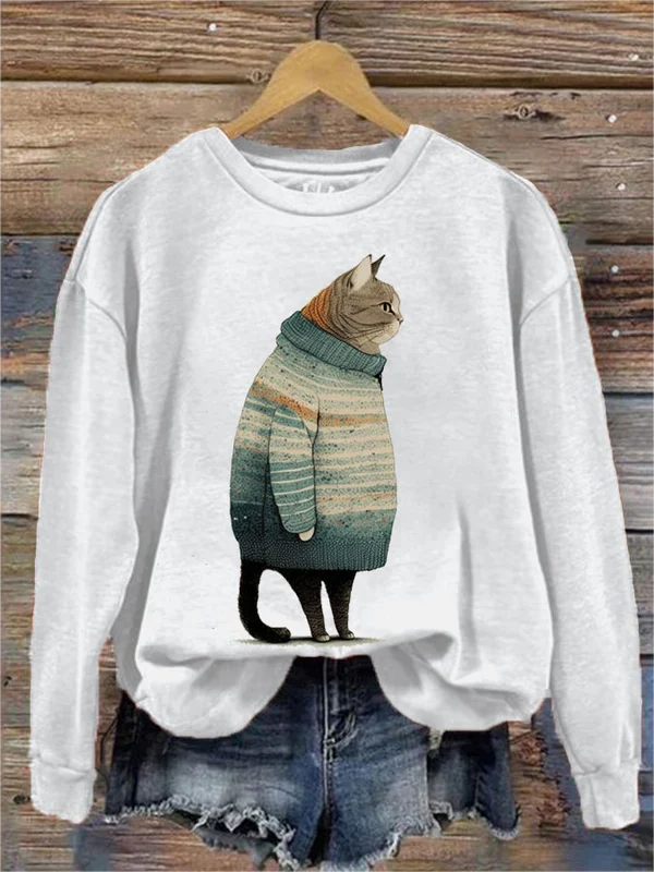 かわいい猫 ネコグッズ 猫Tシャツ 猫雑貨 猫パーカー 専門店 セーターを着た猫