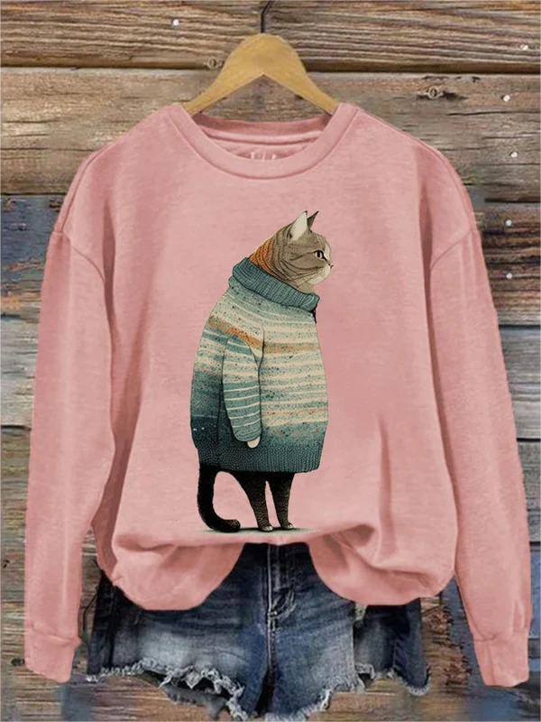 かわいい猫 ネコグッズ 猫Tシャツ 猫雑貨 猫パーカー 専門店 セーターを着た猫