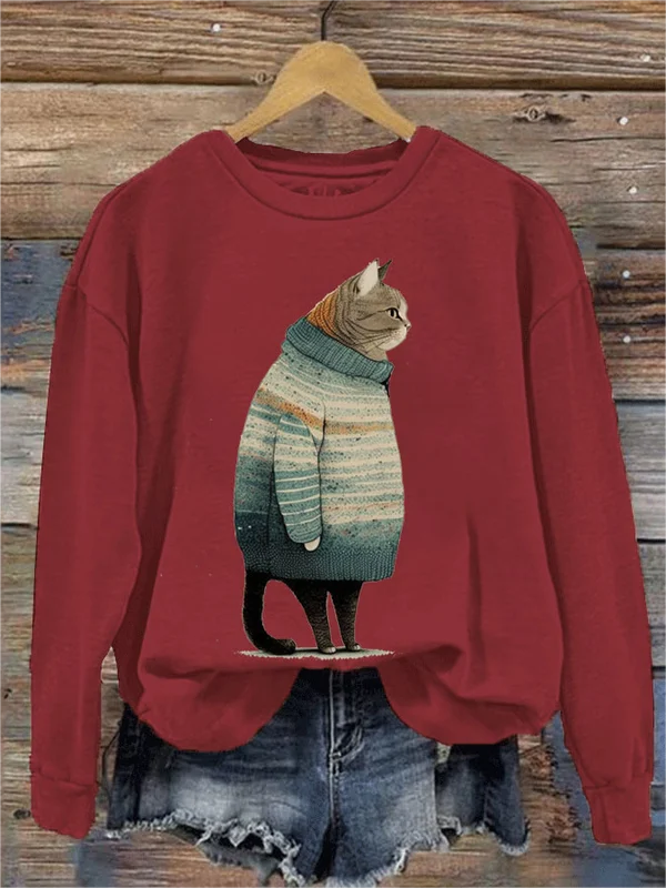 かわいい猫 ネコグッズ 猫Tシャツ 猫雑貨 猫パーカー 専門店 セーターを着た猫