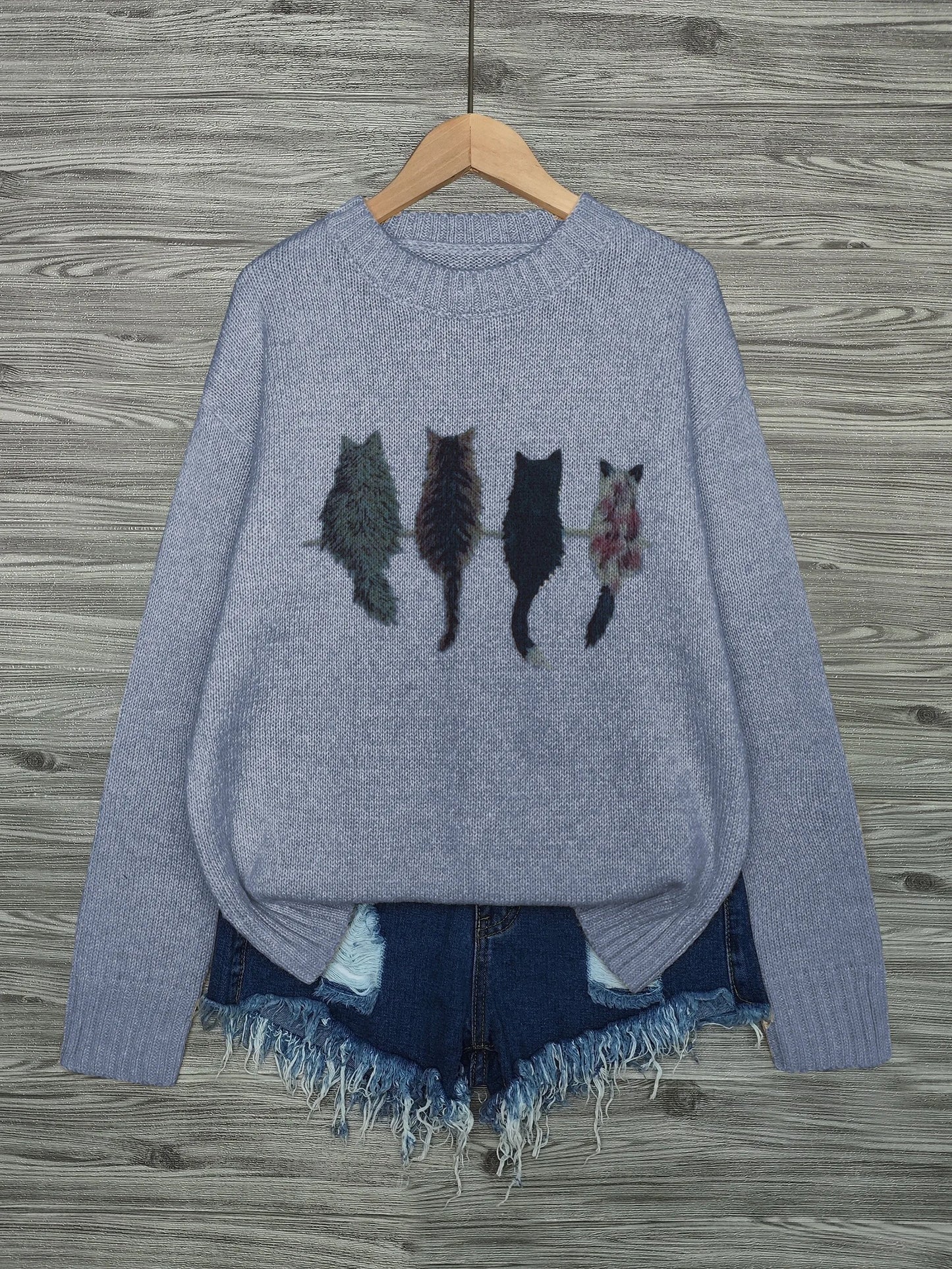 かわいい猫 ネコグッズ 猫Tシャツ 猫雑貨 猫パーカー 猫セーター 4匹の猫ちゃんのバックショット