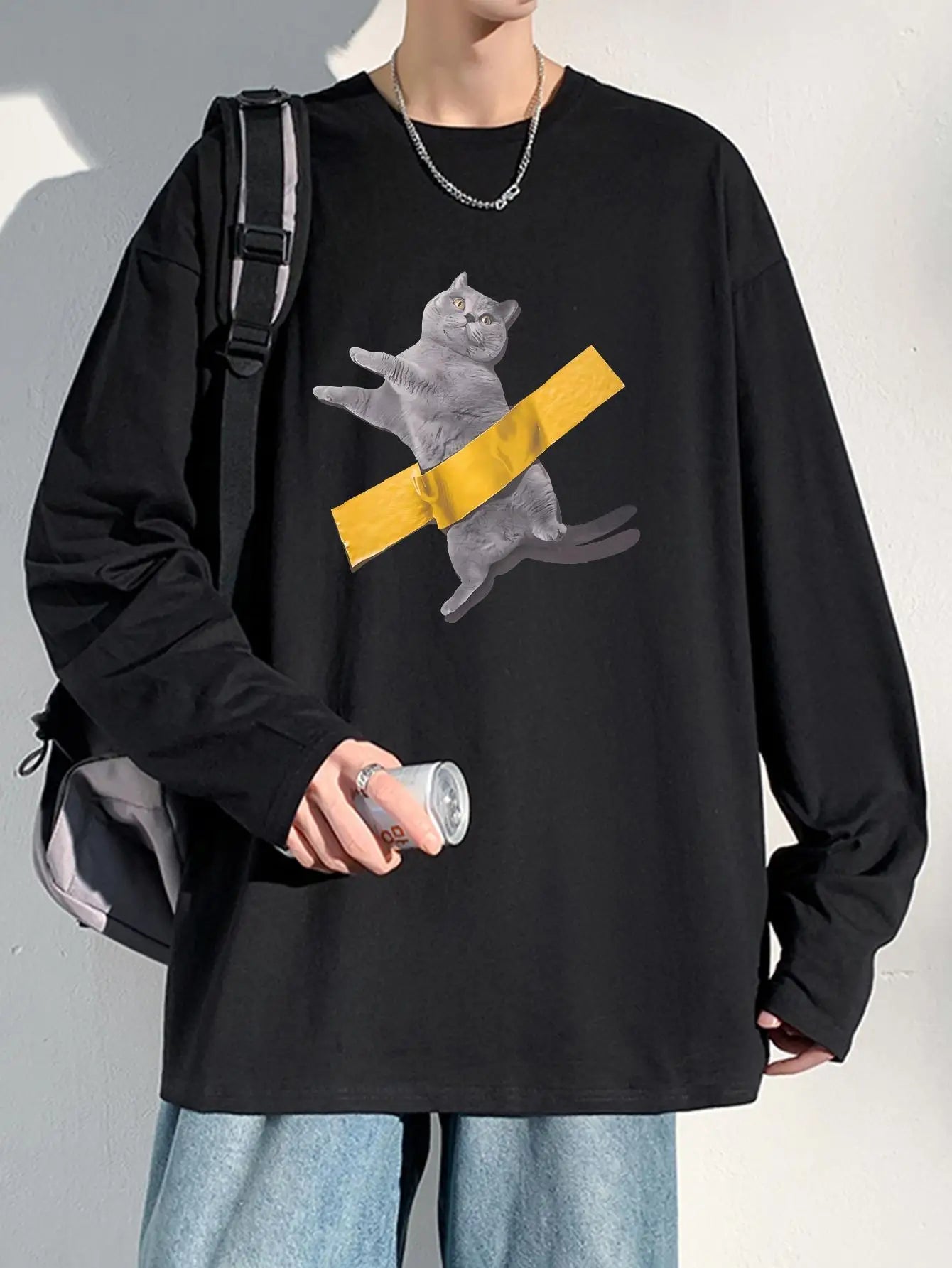 かわいい猫 ネコグッズ 猫 t シャツ 猫雑貨 長袖猫Tシャツ 貼り付け猫