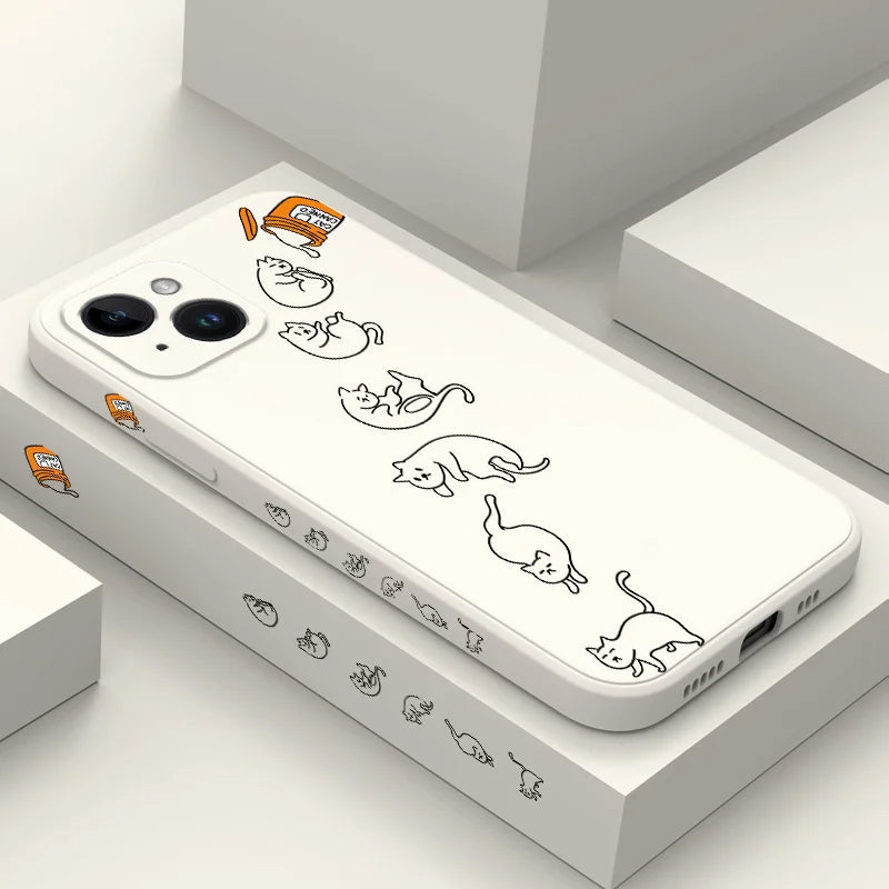 猫イラストのiphoneケースの白