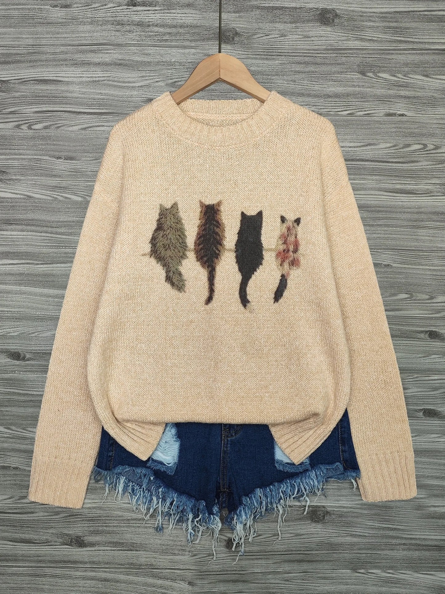 かわいい猫 ネコグッズ 猫Tシャツ 猫雑貨 猫パーカー 猫セーター 4匹の猫ちゃんのバックショット