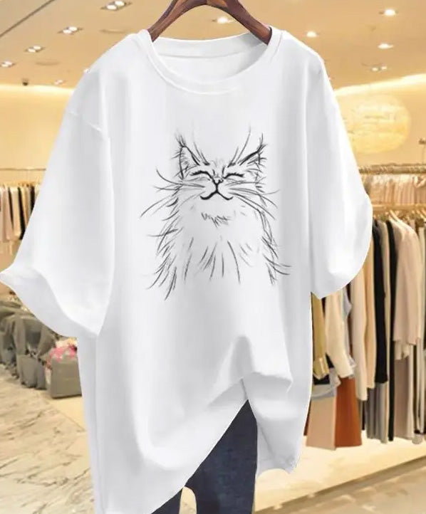 かわいい猫 ネコグッズ 猫Tシャツ 猫雑貨 猫パーカー 専門店 サバトラ ゆったりサイズの猫イラストTシャツ