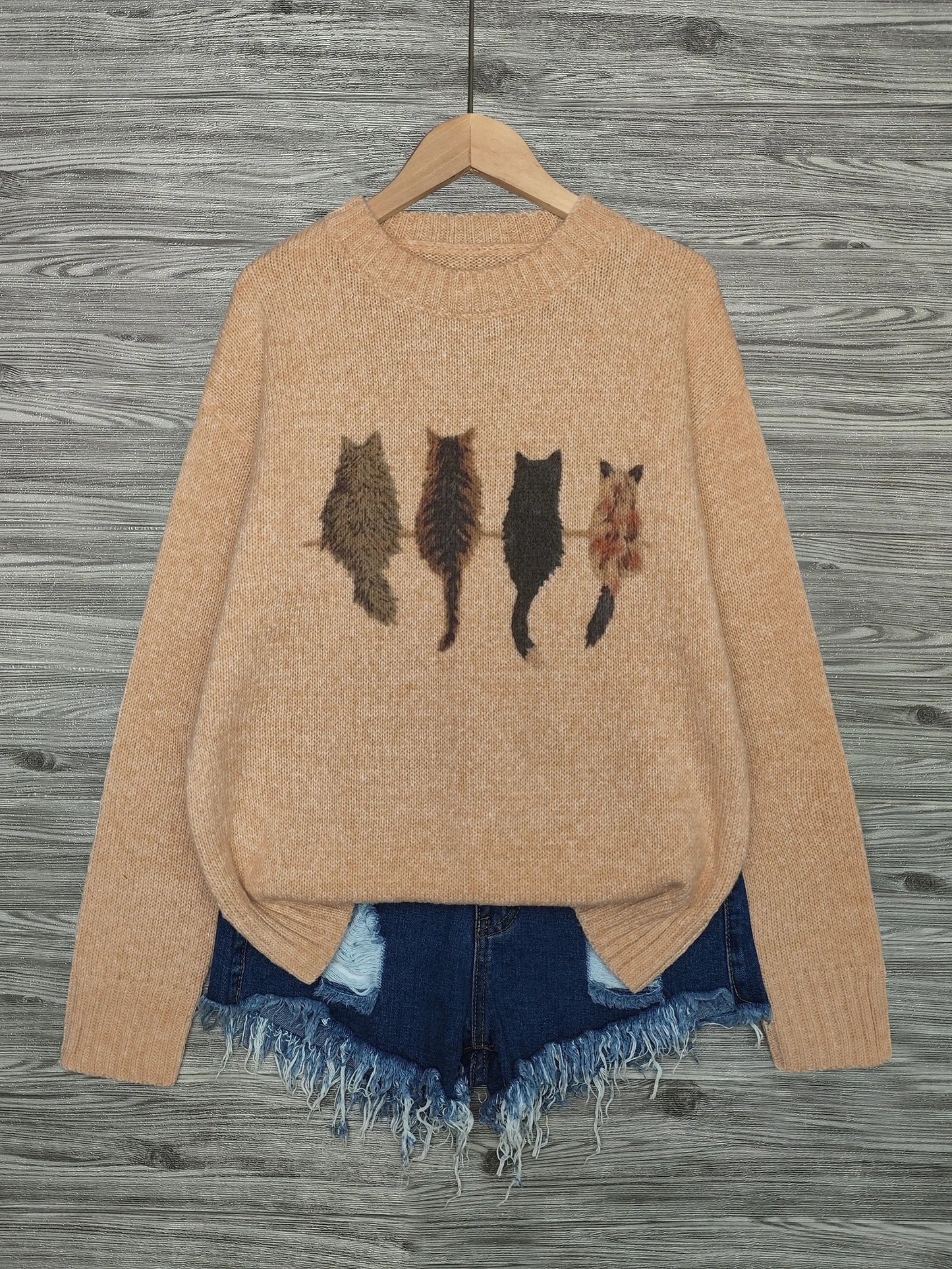 かわいい猫 ネコグッズ 猫Tシャツ 猫雑貨 猫パーカー 猫セーター 4匹の猫ちゃんのバックショット