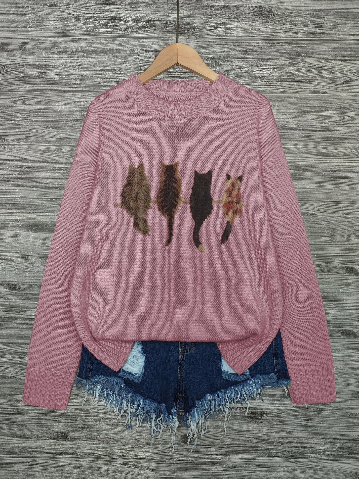 かわいい猫 ネコグッズ 猫Tシャツ 猫雑貨 猫パーカー 猫セーター 4匹の猫ちゃんのバックショット