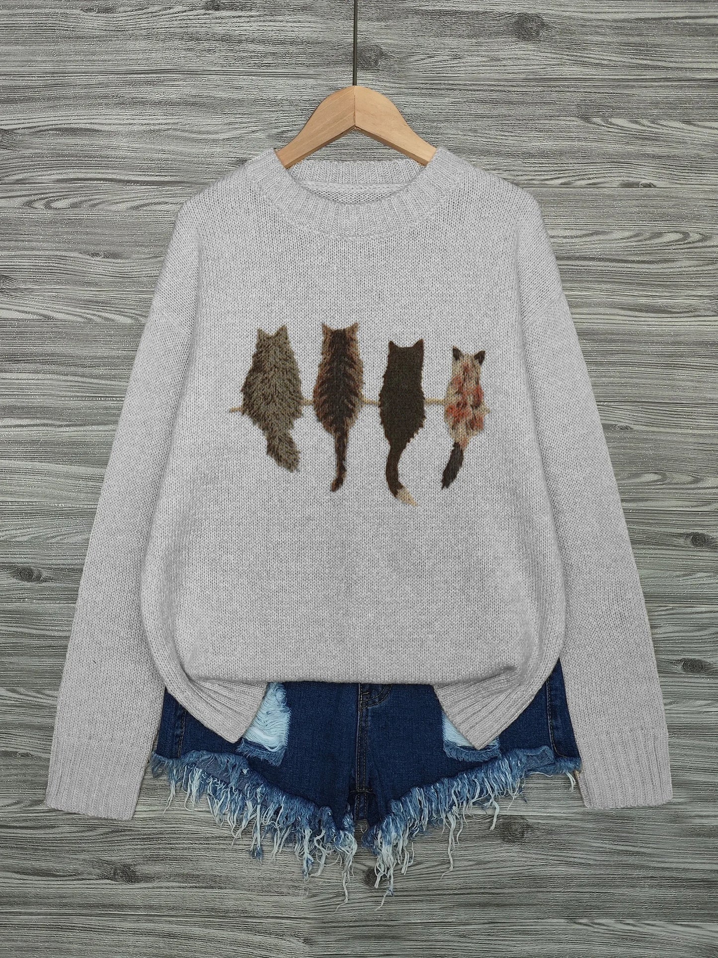 かわいい猫 ネコグッズ 猫Tシャツ 猫雑貨 猫パーカー 猫セーター 4匹の猫ちゃんのバックショット