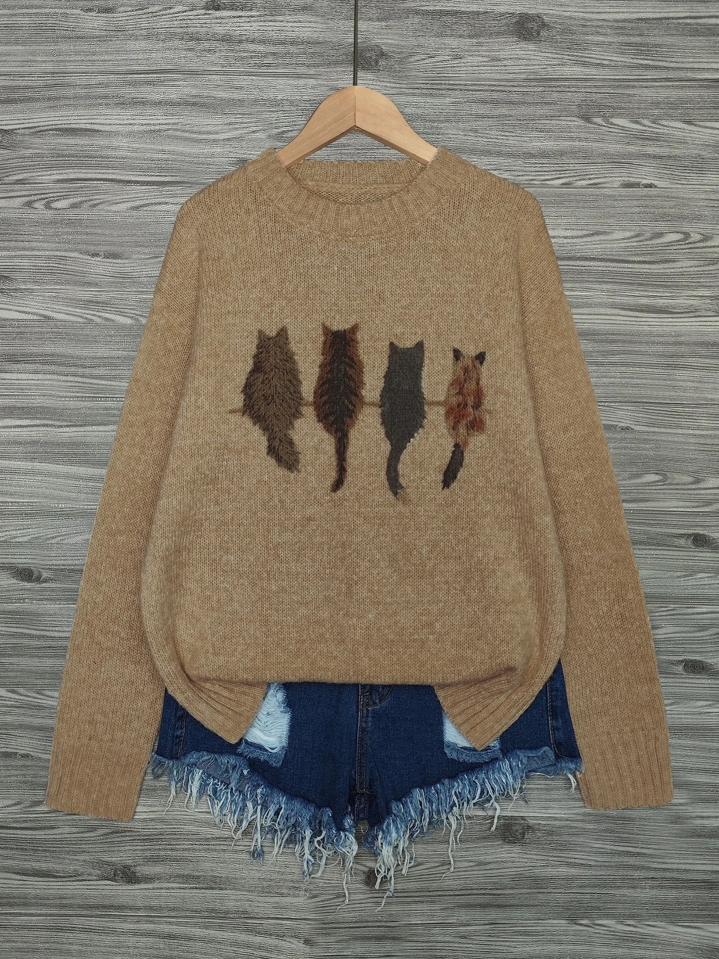 かわいい猫 ネコグッズ 猫Tシャツ 猫雑貨 猫パーカー 猫セーター 4匹の猫ちゃんのバックショット