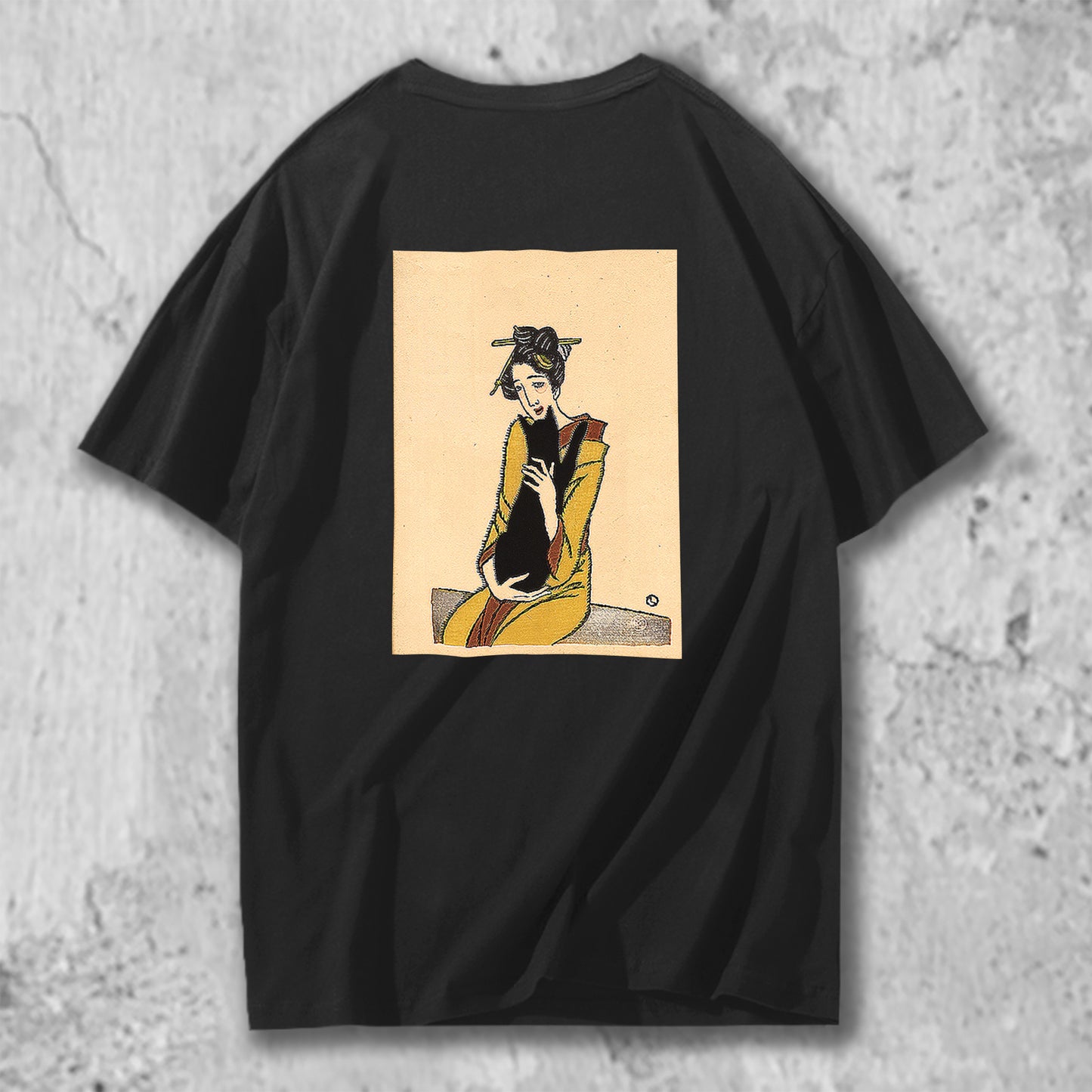 オリジナルTシャツ バックプリント【 黒猫を抱く女・竹久夢二 】猫Tシャツ 猫グッズ 猫雑貨 猫プレゼント