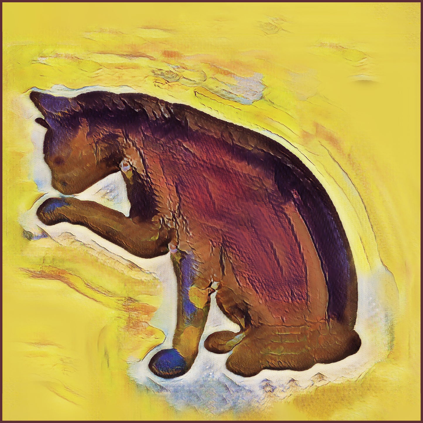 手を舐める猫のイラスト