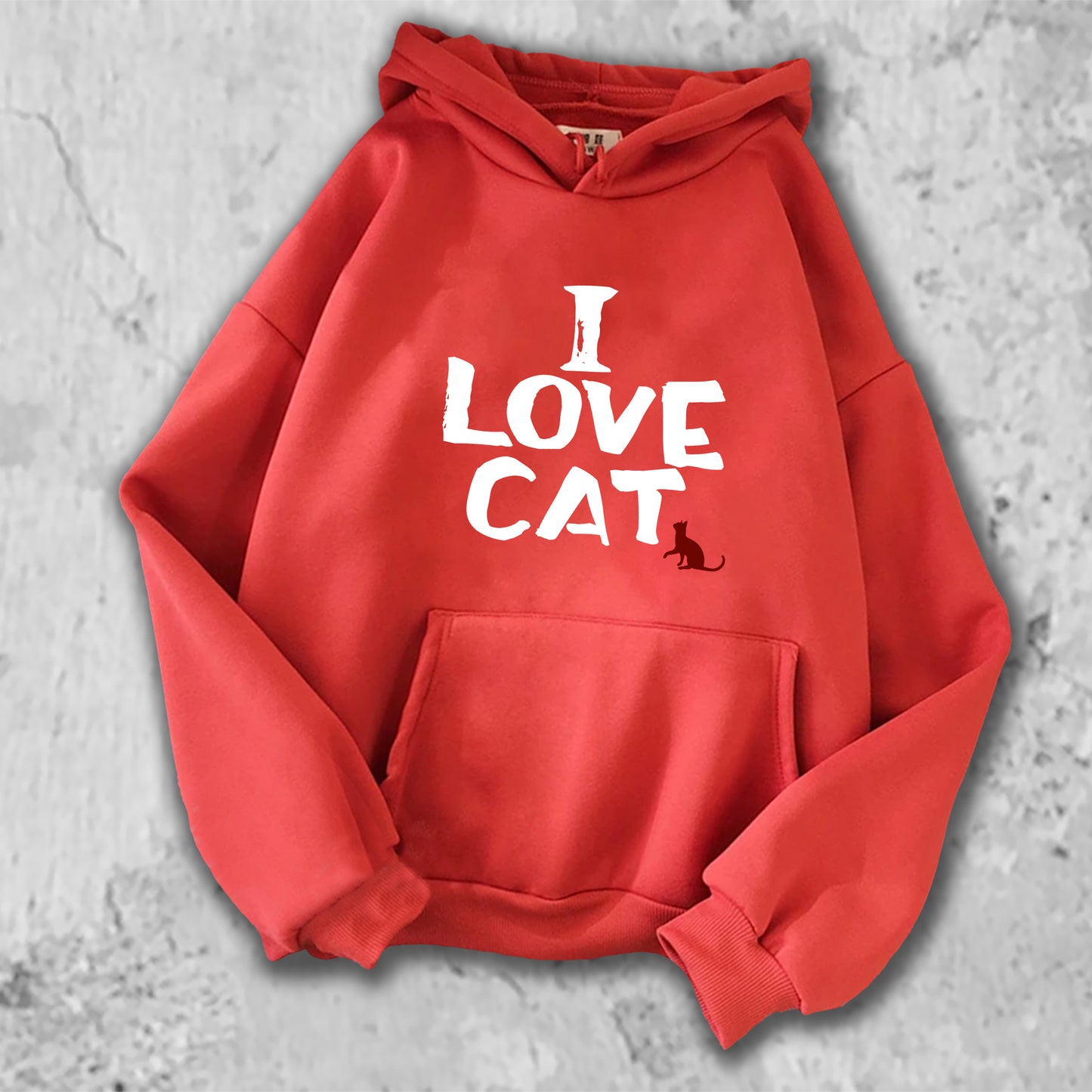 I LOVE CAT パーカー レッド
