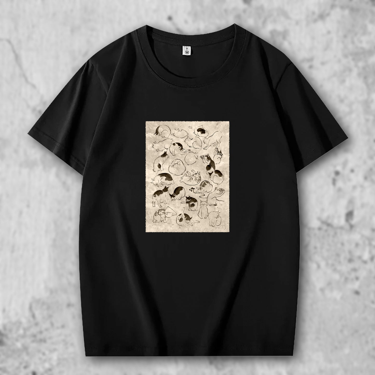 広重の絵がプリントされたTシャツのブラック