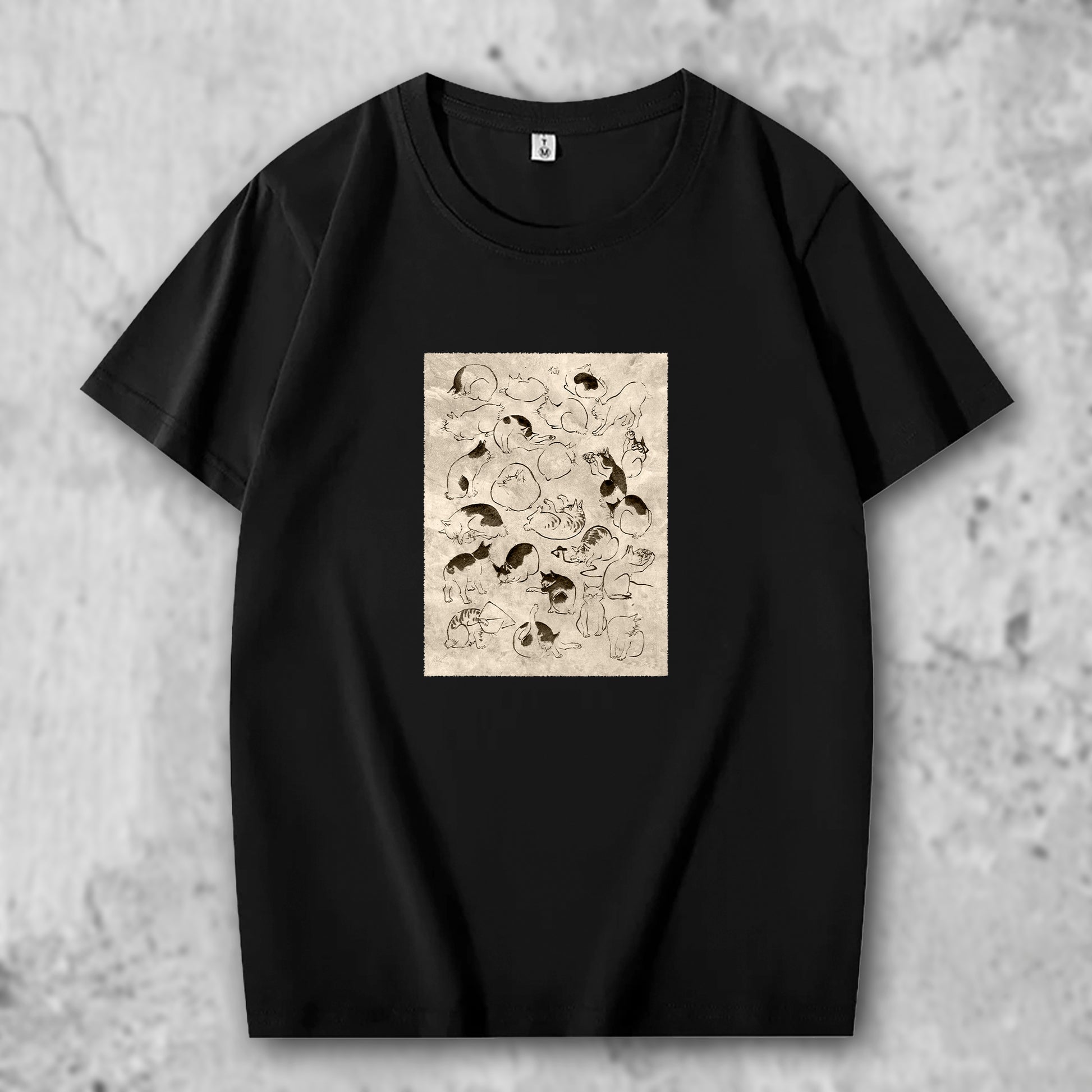 広重の絵がプリントされたTシャツのブラック