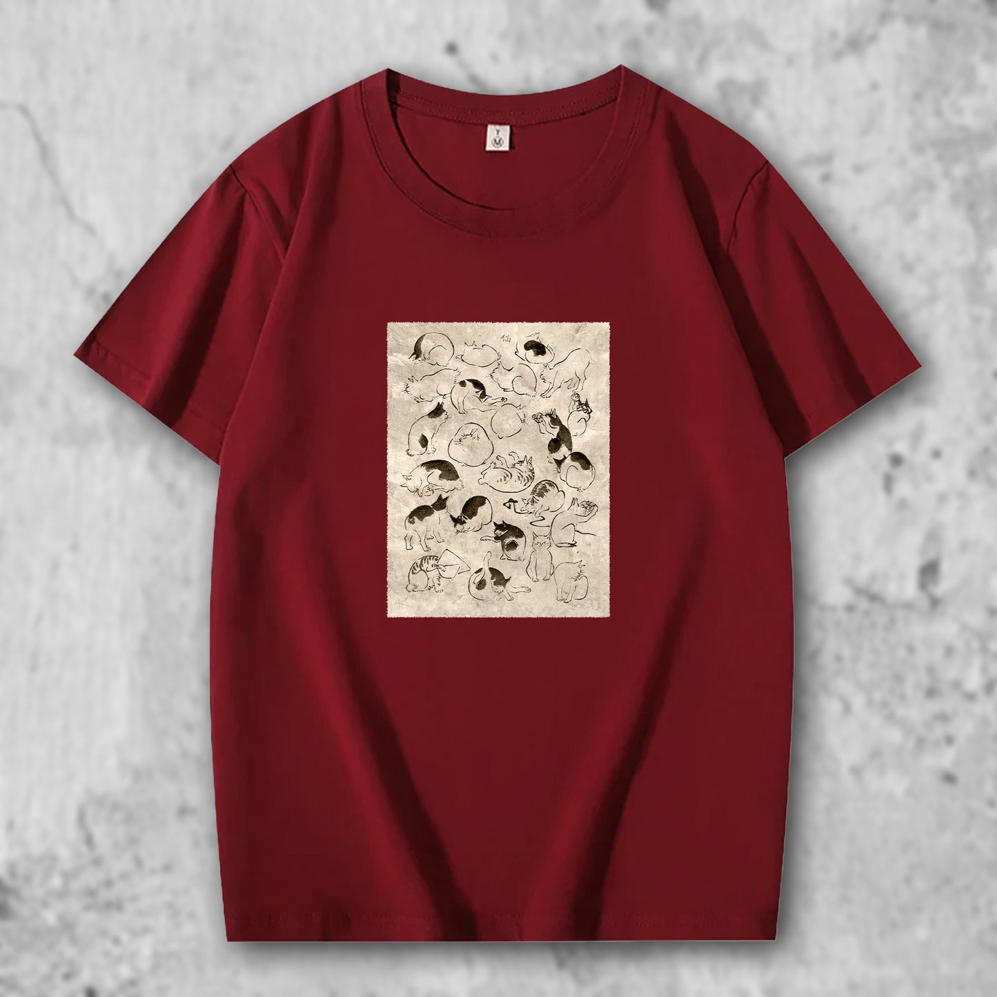 広重の絵がプリントされたTシャツのクリムゾン