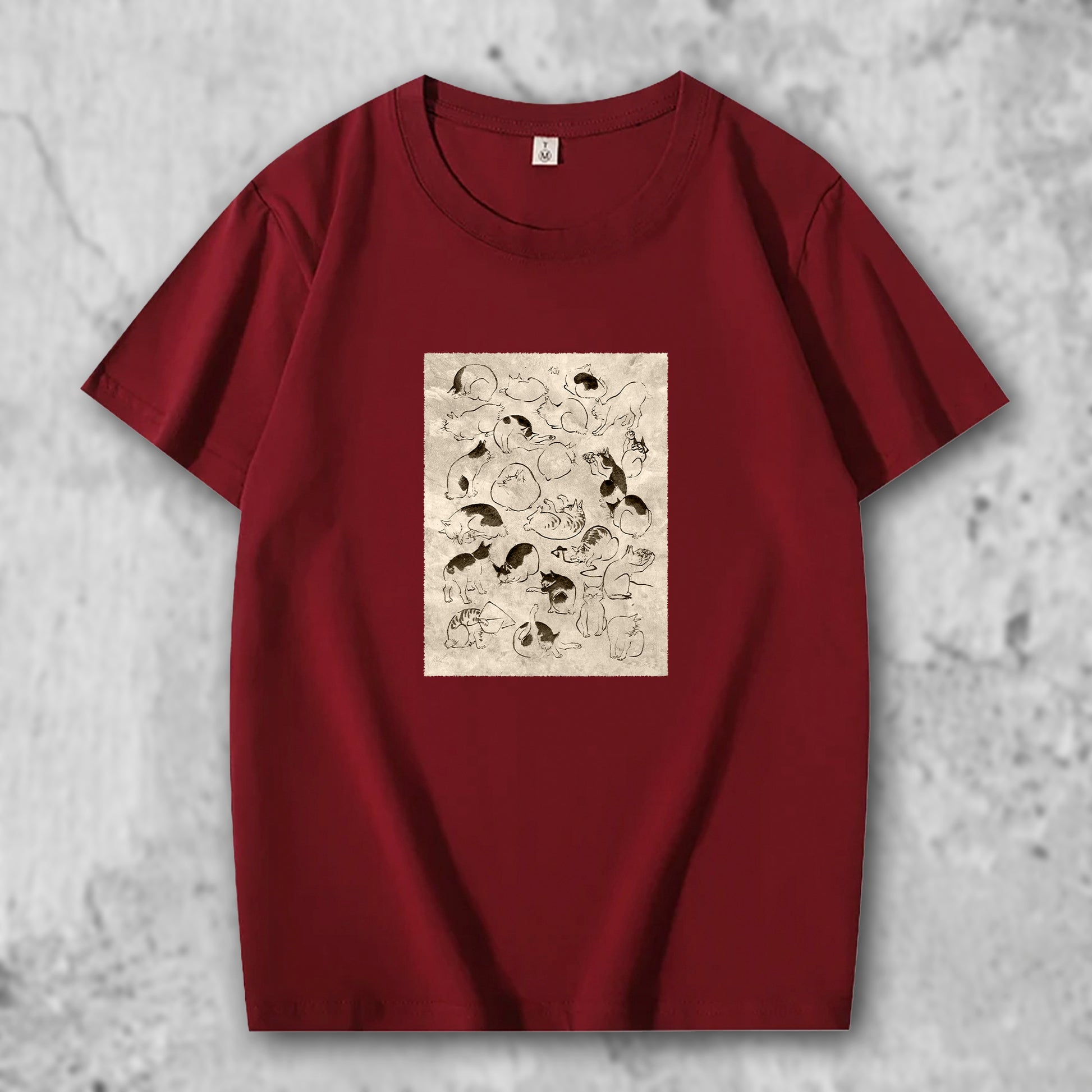 広重の絵がプリントされたTシャツのクリムゾン