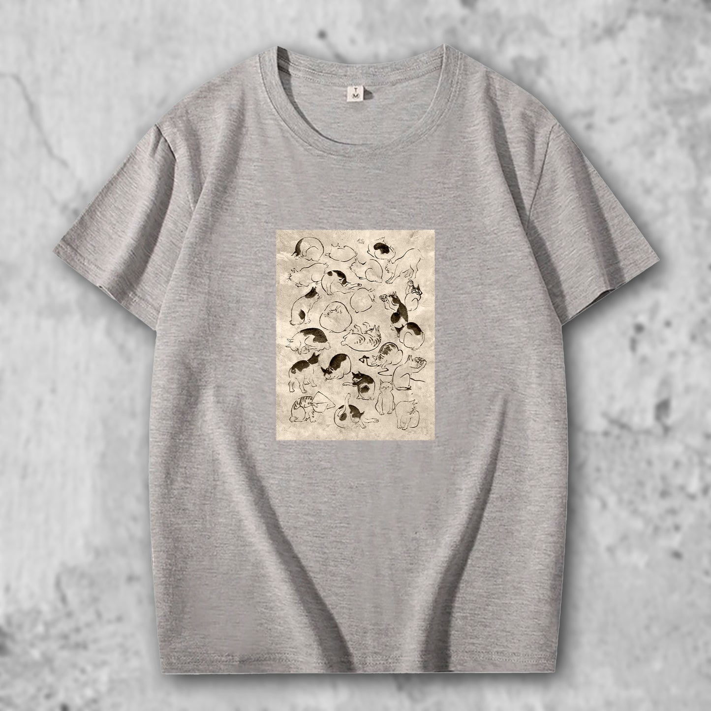 広重の絵がプリントされたTシャツのライトグレー