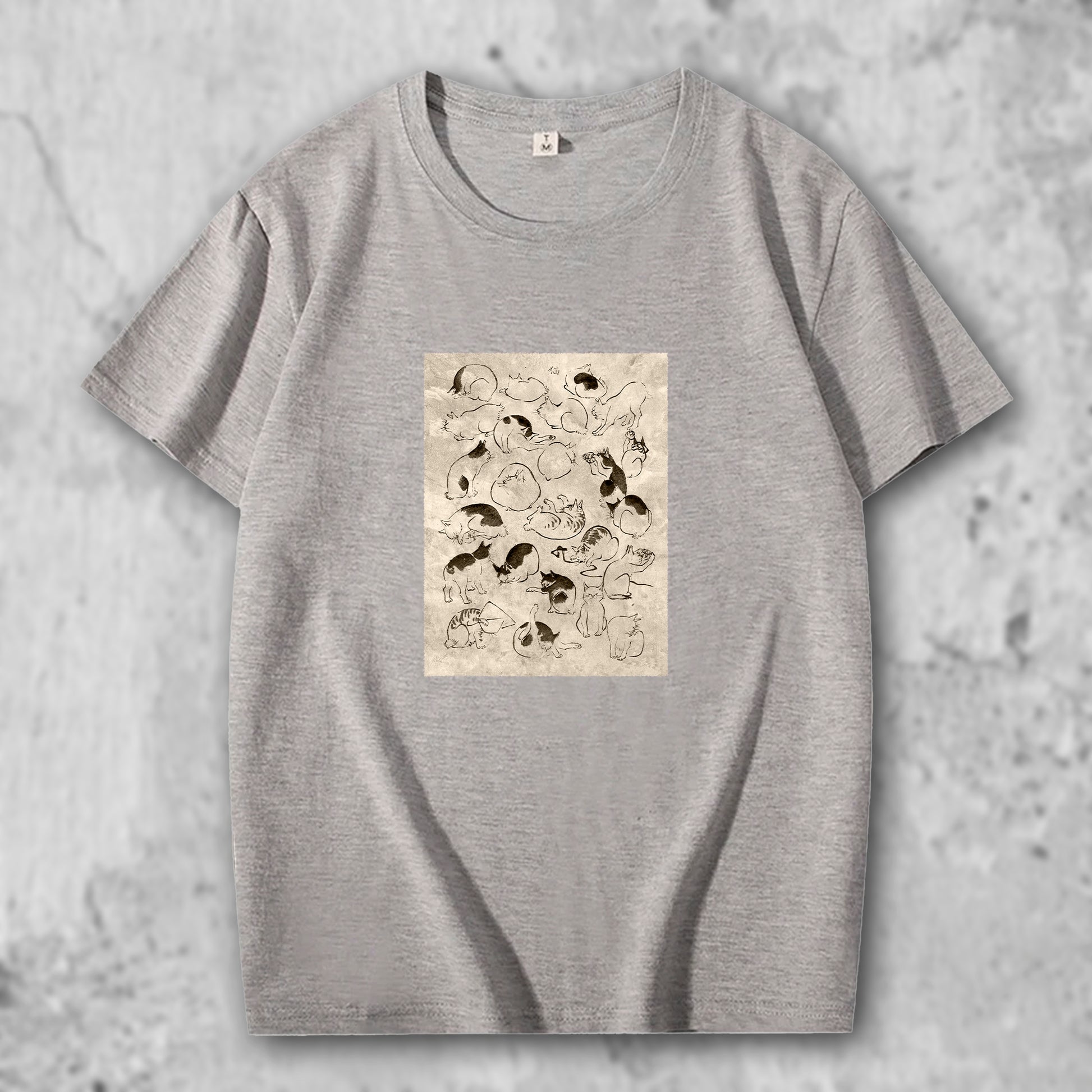 広重の絵がプリントされたTシャツのライトグレー