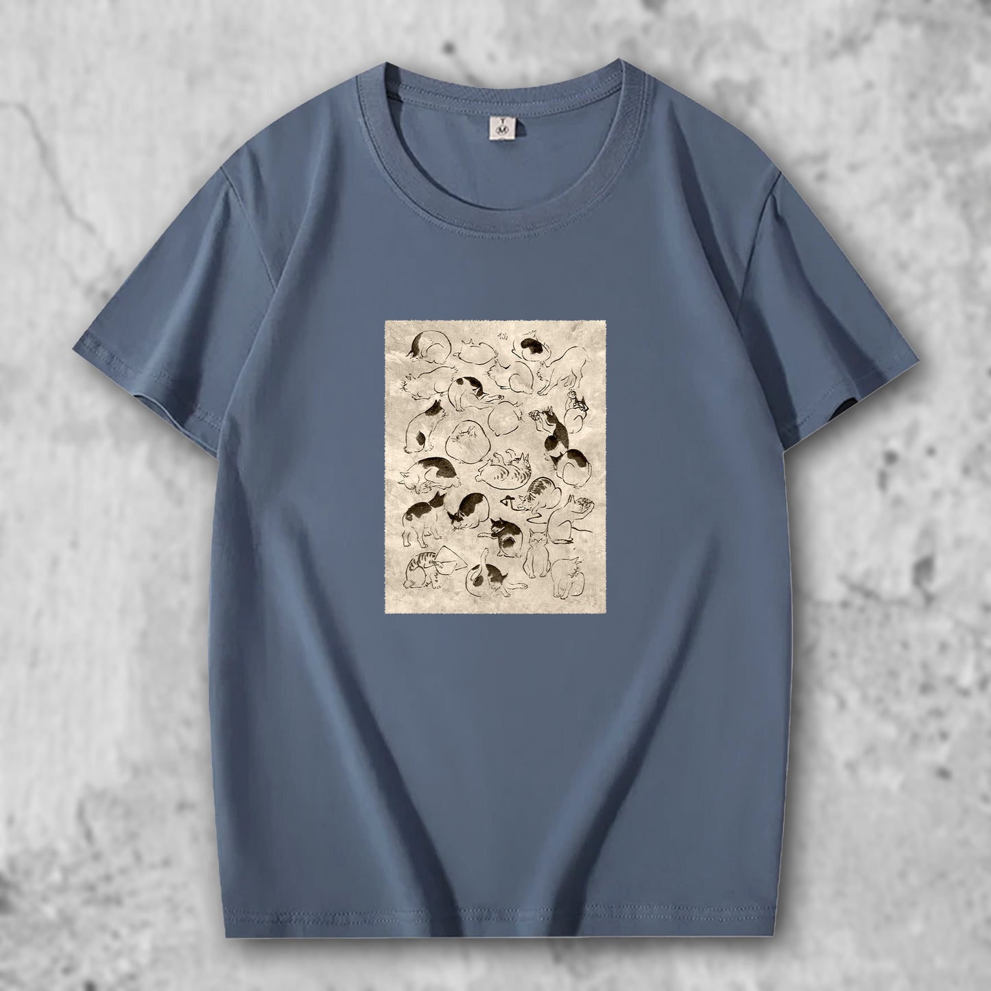 広重の絵がプリントされたTシャツのヘイズブルー