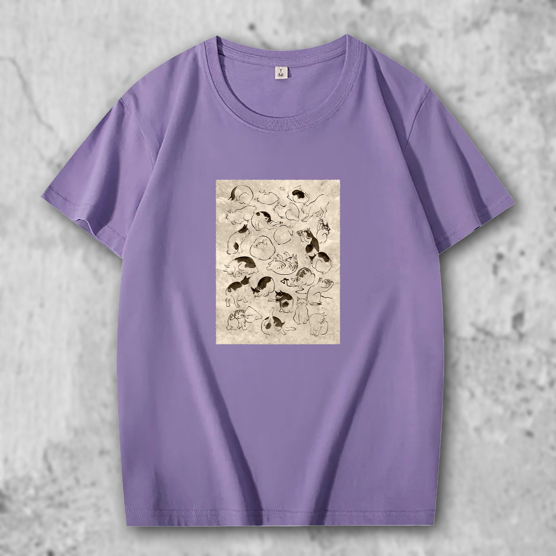 広重の絵がプリントされたTシャツのパープル