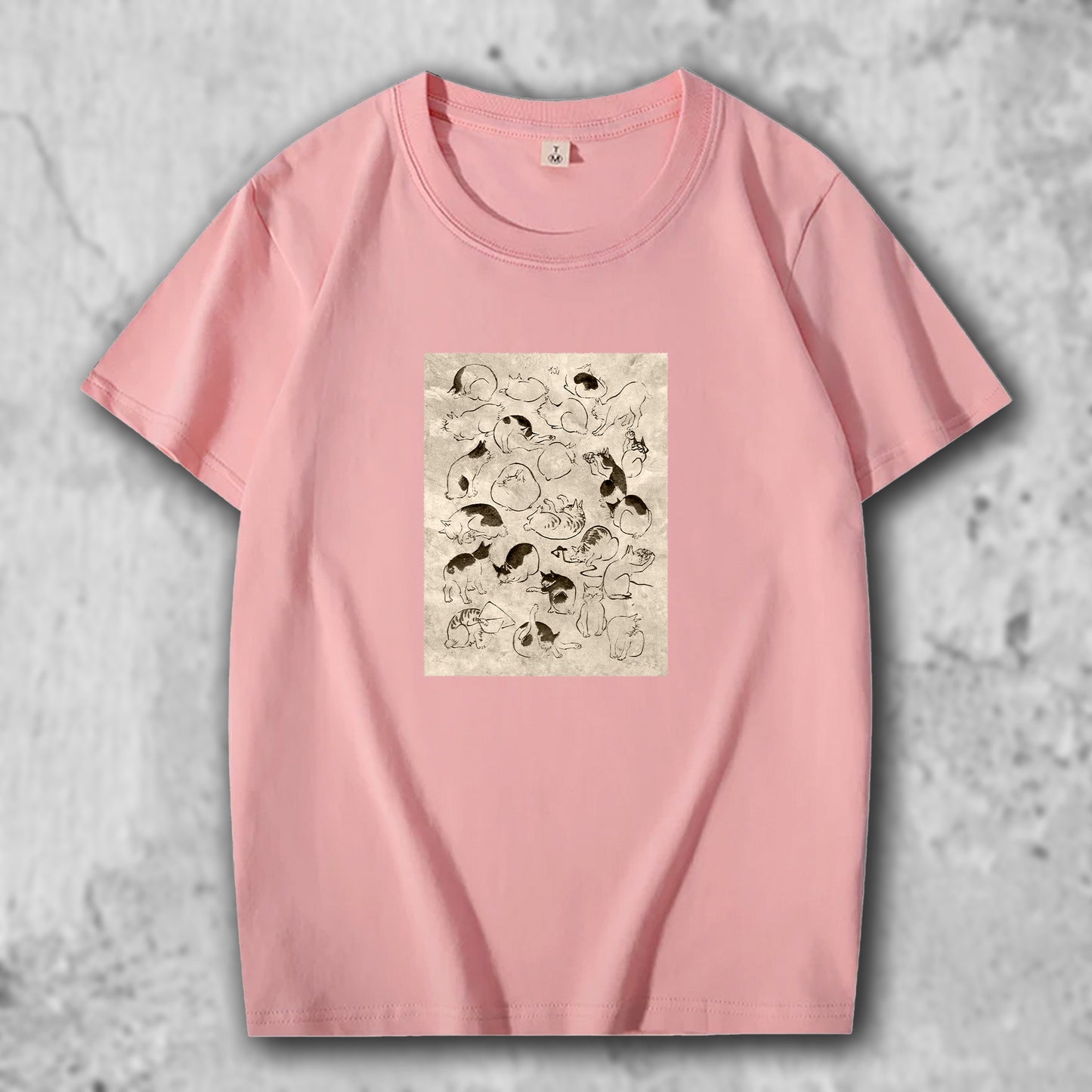 広重の絵がプリントされたTシャツのピンク