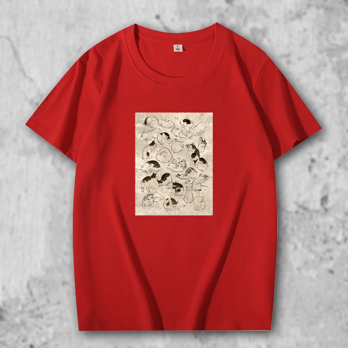 広重の絵がプリントされたTシャツのレッド