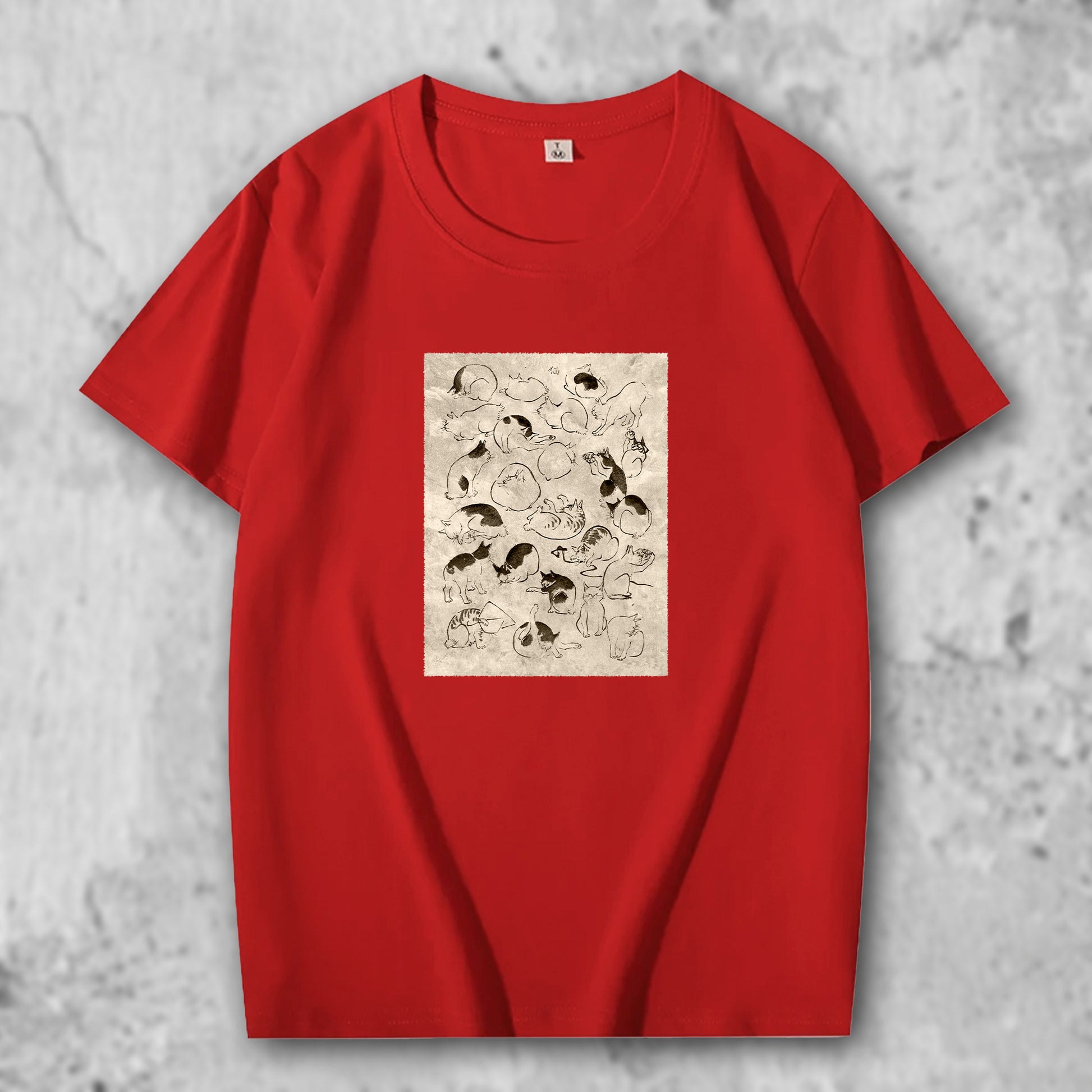 広重の絵がプリントされたTシャツのレッド