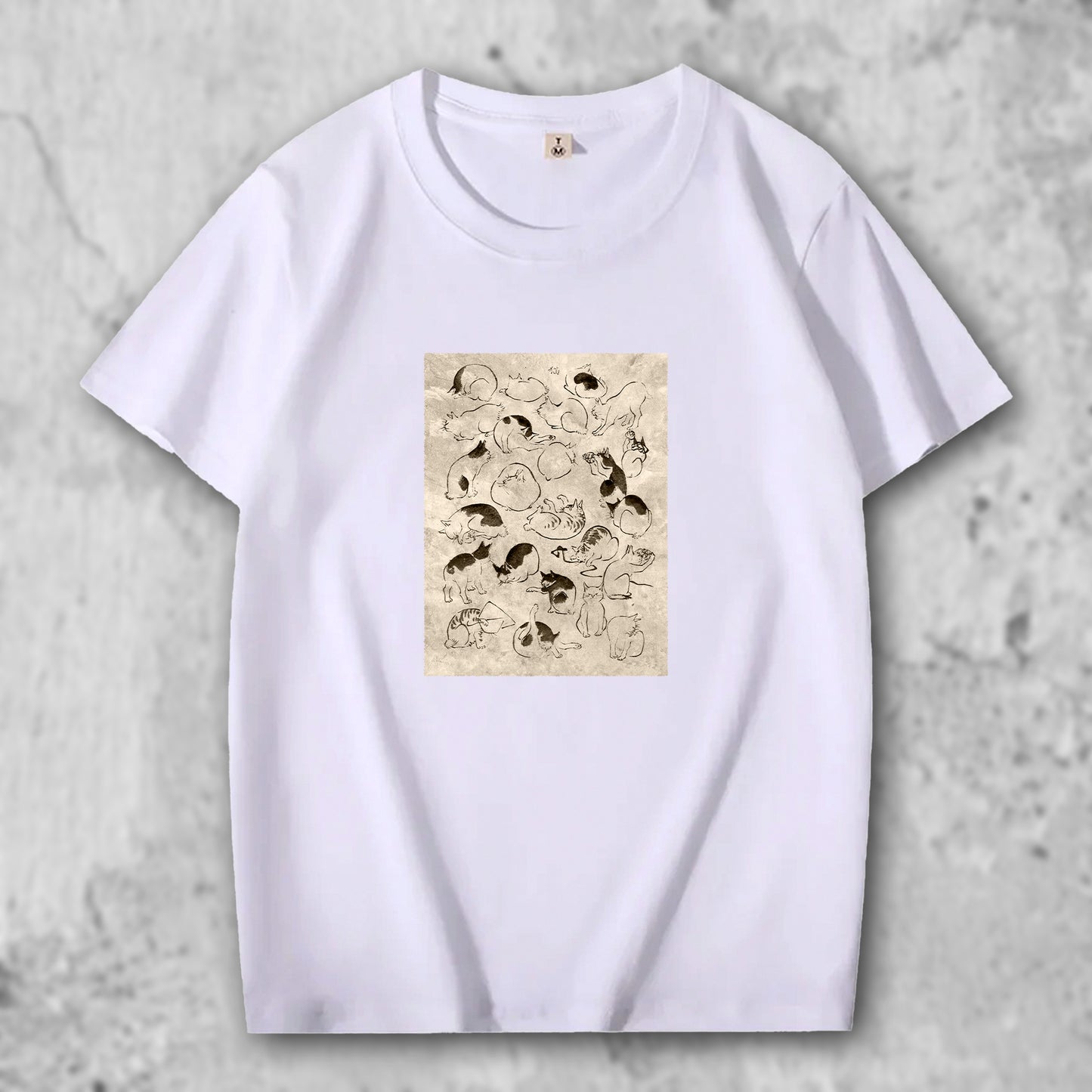 広重の絵がプリントされたTシャツのホワイト