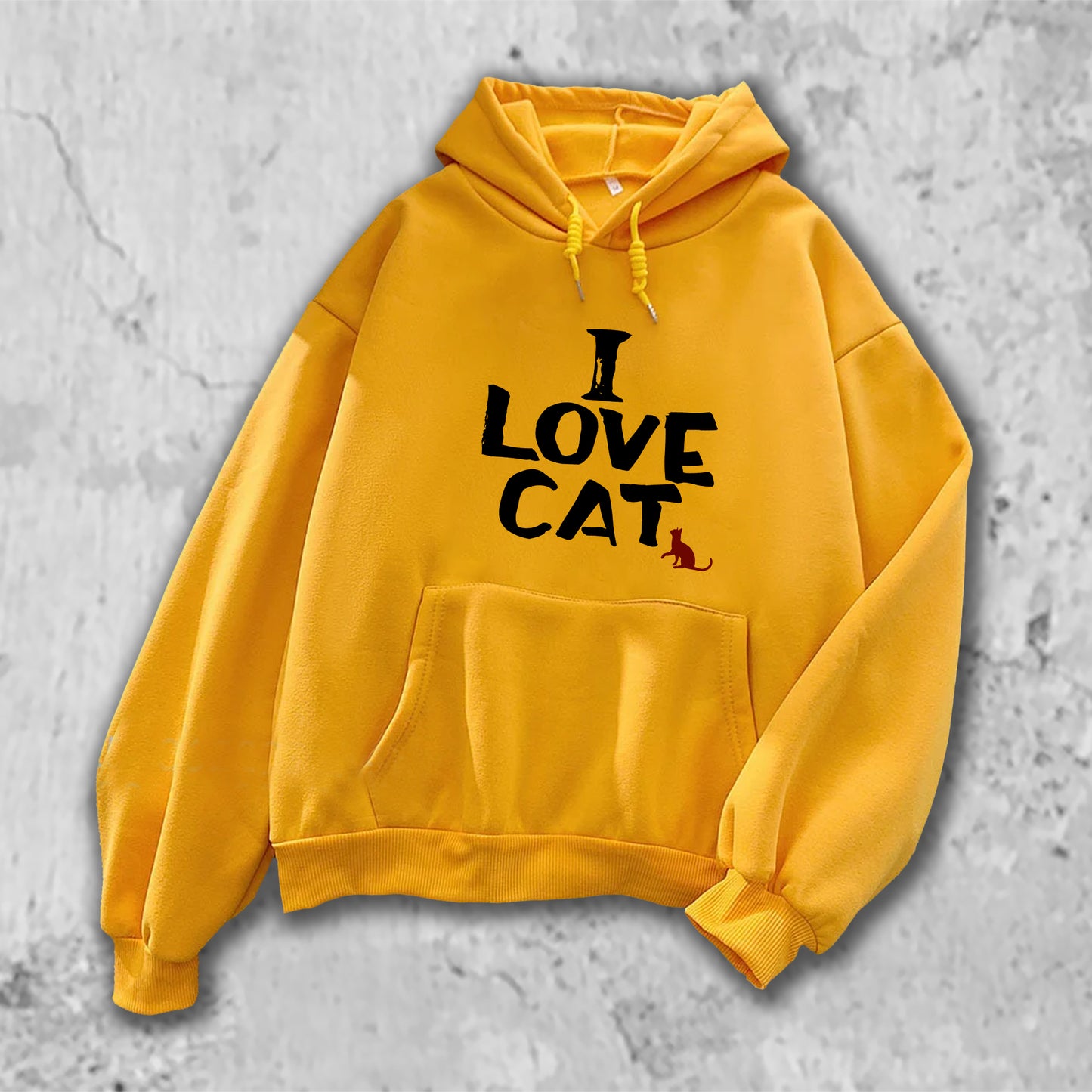 I LOVE CAT パーカー イエロー