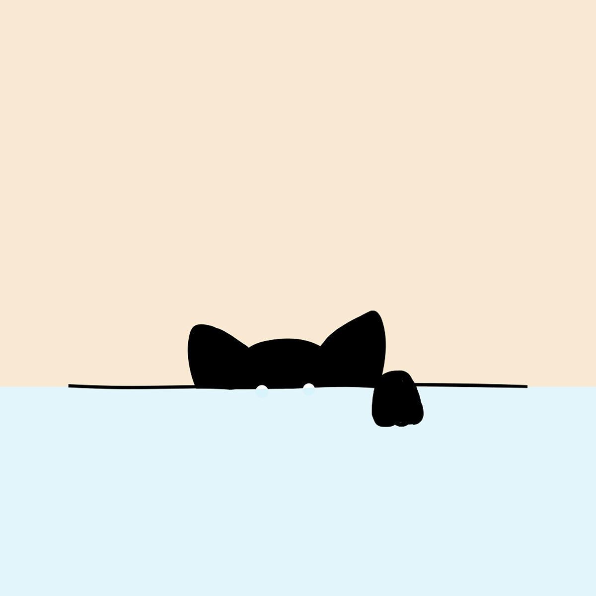 覗いている黒猫のイラスト