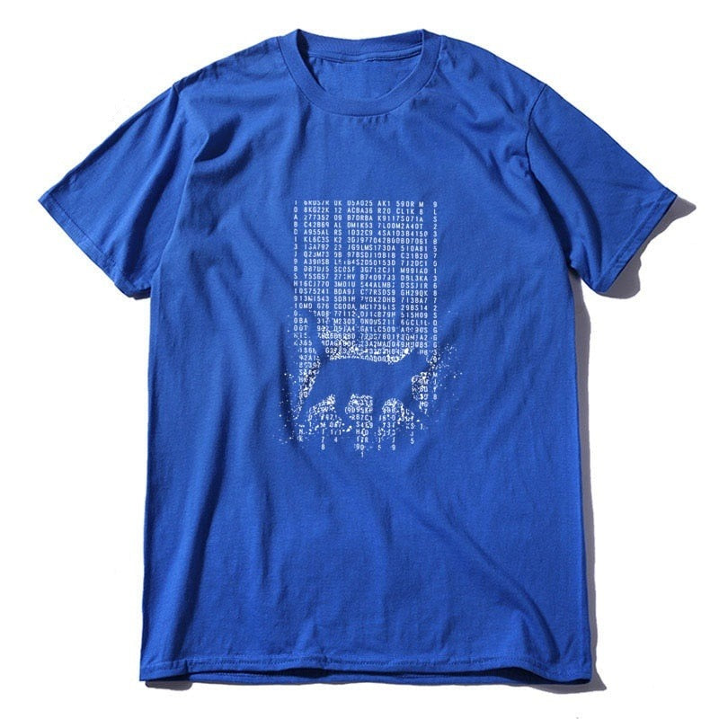 猫のクールデザインTシャツのブルー