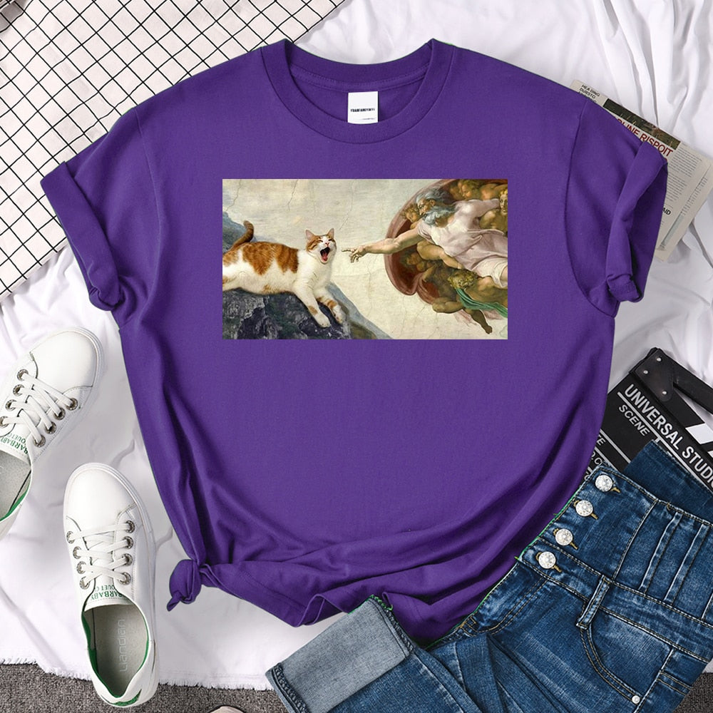 Tシャツ【猫のアダムにゃんの創造】猫Tシャツ 猫グッズ 猫雑貨 猫プレゼント