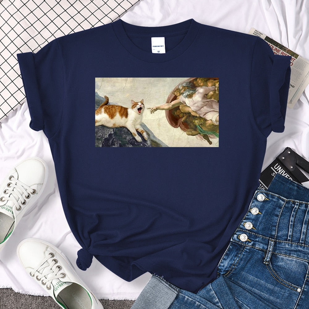 Tシャツ【猫のアダムにゃんの創造】猫Tシャツ 猫グッズ 猫雑貨 猫プレゼント