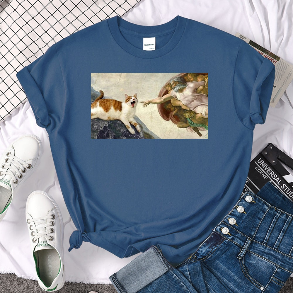 Tシャツ【猫のアダムにゃんの創造】猫Tシャツ 猫グッズ 猫雑貨 猫プレゼント