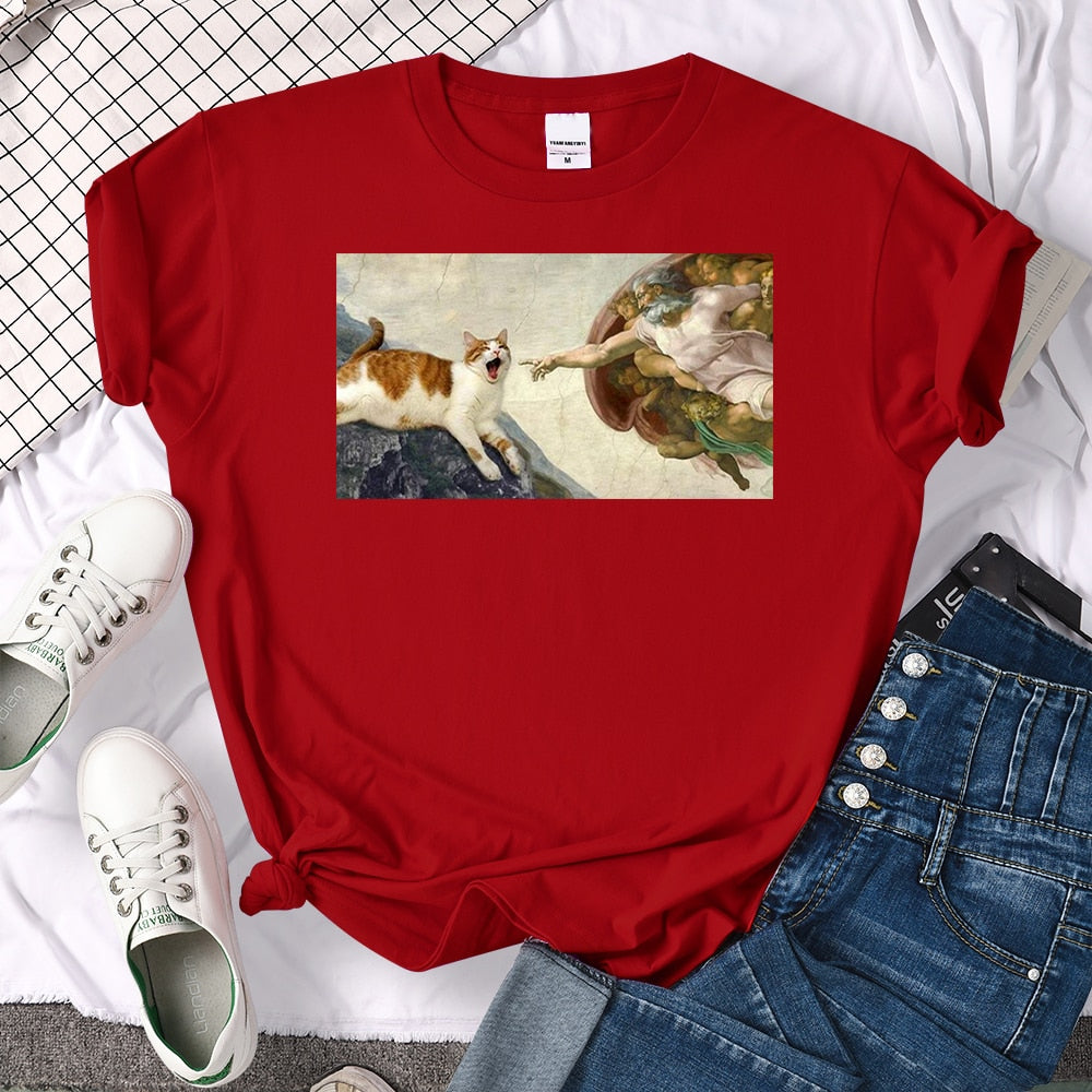 Tシャツ【猫のアダムにゃんの創造】猫Tシャツ 猫グッズ 猫雑貨 猫プレゼント