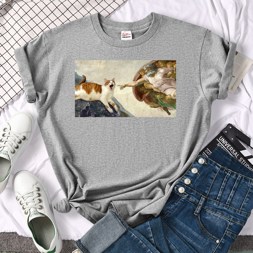Tシャツ【猫のアダムにゃんの創造】猫Tシャツ 猫グッズ 猫雑貨 猫プレゼント