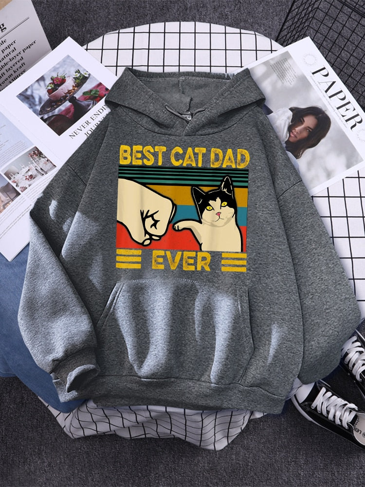 ベストキャットダディのイラストがプリントされたパーカーのダークグレー色