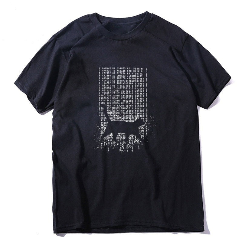 猫のクールデザインTシャツのブラック