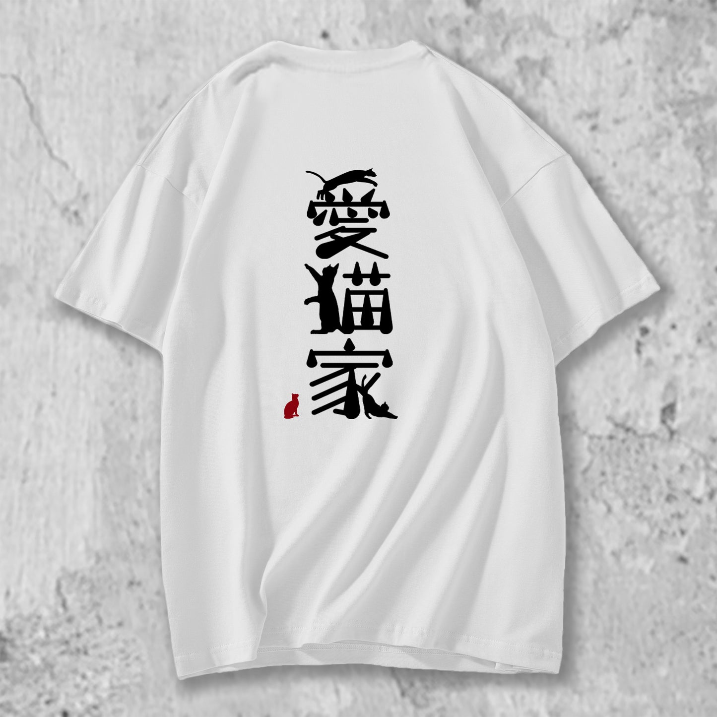 愛猫家のロゴがプリントされたTシャツの白