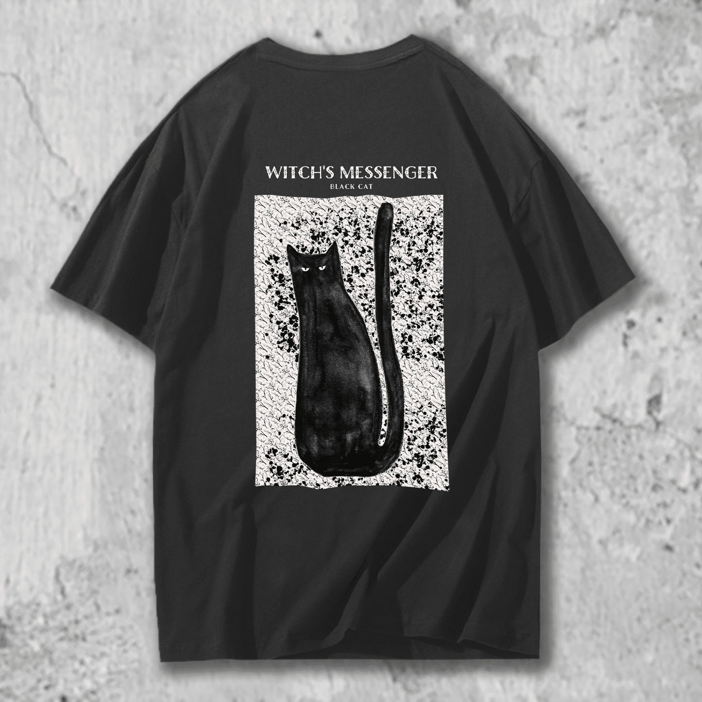 オリジナルバックプリントTシャツ【黒猫のイラスト】猫Tシャツ 猫グッズ 猫雑貨 猫プレゼント