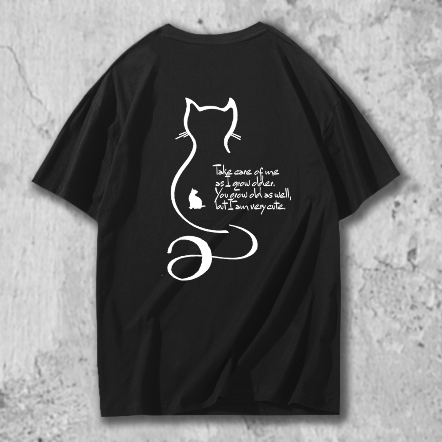 猫の十戒のイラストのTシャツの黒