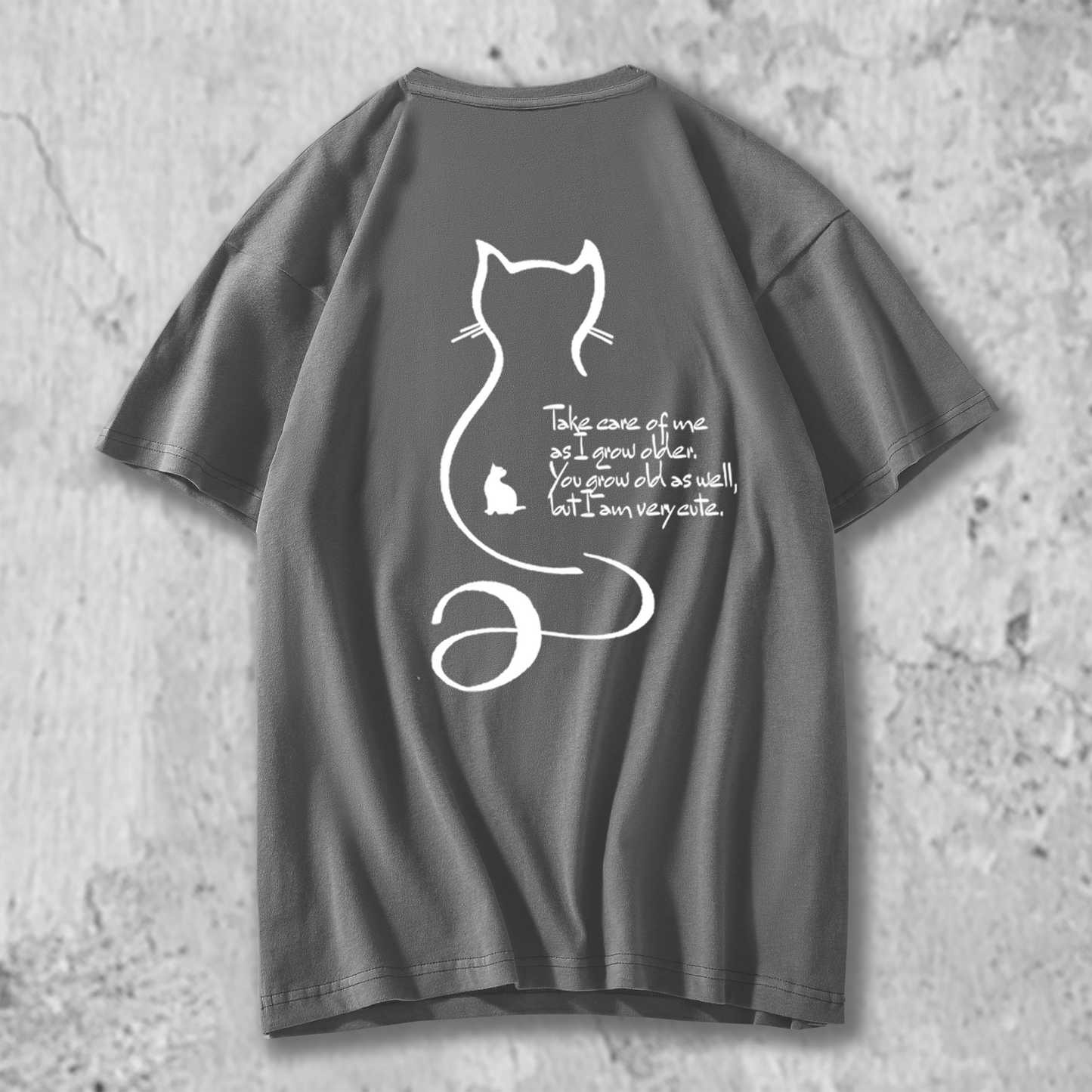 猫の十戒のイラストのTシャツのダークグレー