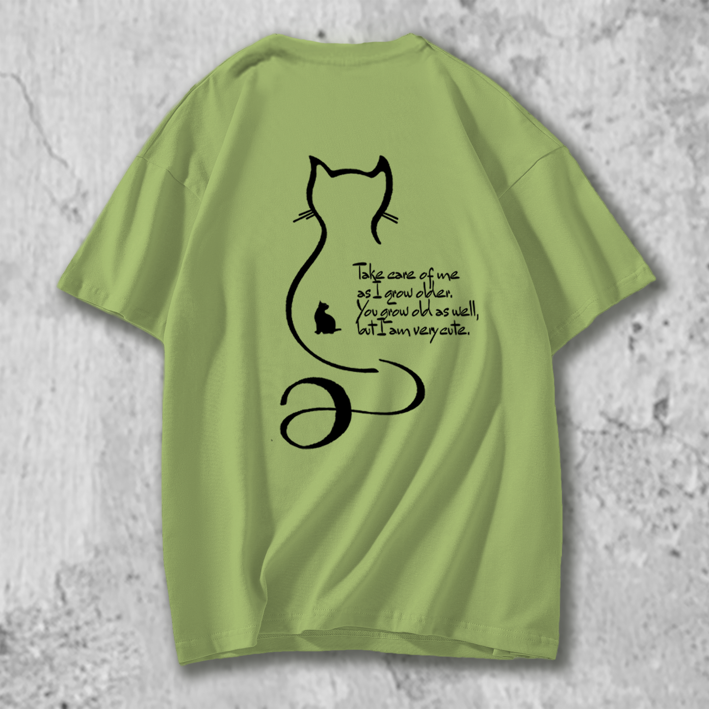 猫の十戒のイラストのTシャツのフレッシュグリーン