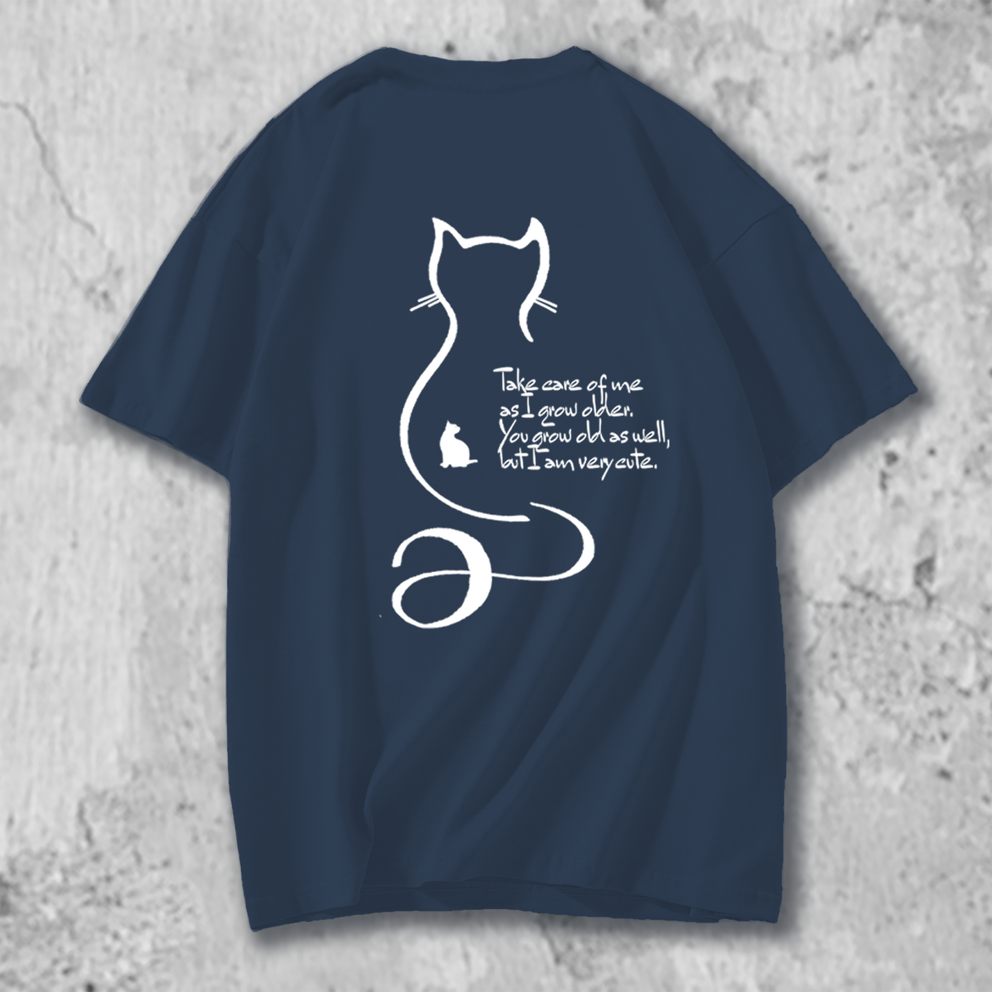 猫の十戒のイラストのTシャツのネイビーブルー
