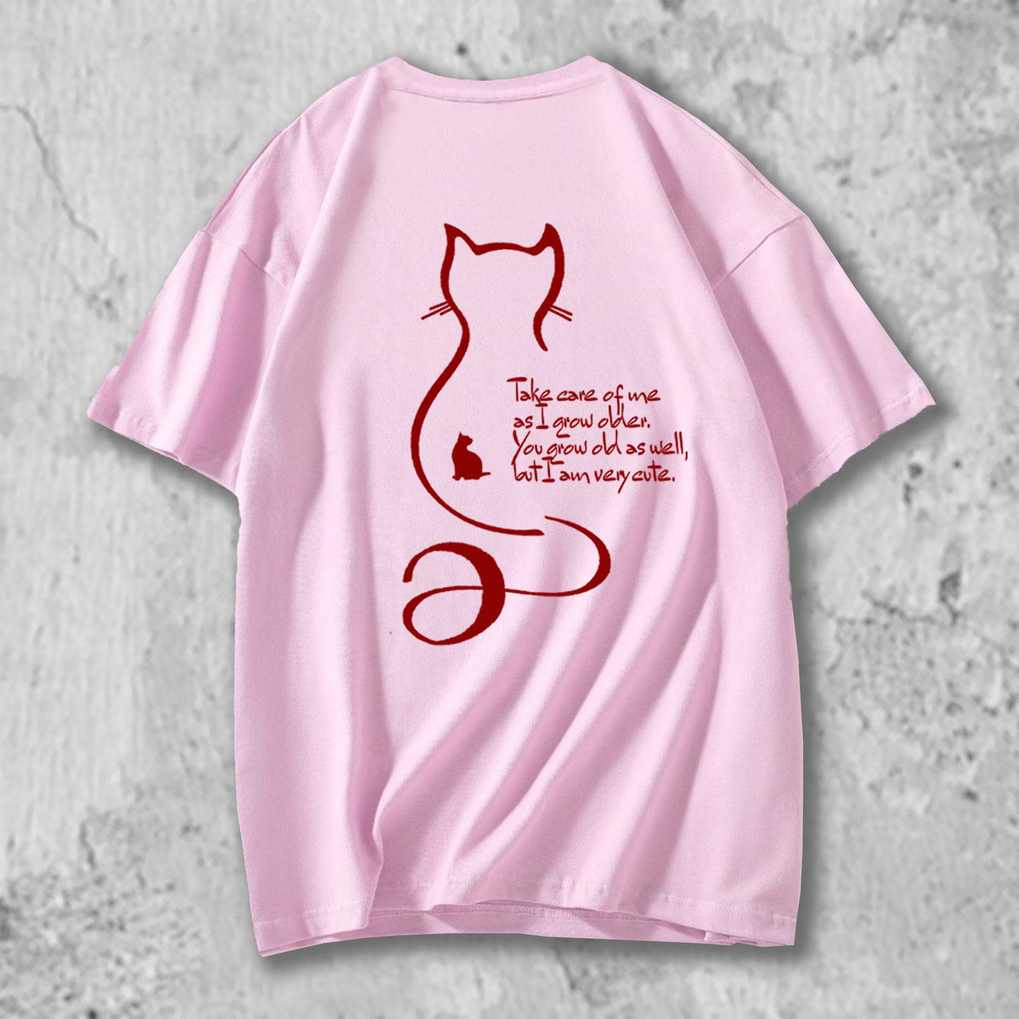 猫の十戒のイラストのTシャツのピンク
